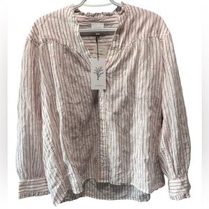 Sundays NWT Blush Stripe Blouse Size Small
